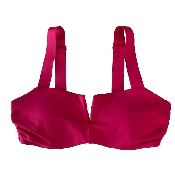 Athleta Women's Sz 36 B/C Pink Square Neck V Underwired Bra Cup Bikini Top - Picture 1 of 7